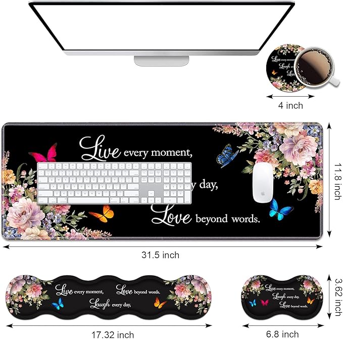 Ergonomic Keyboard Wrist Rest & Mouse Pad Wrist Rest Set, Large XXL Gaming Desk - Image 2