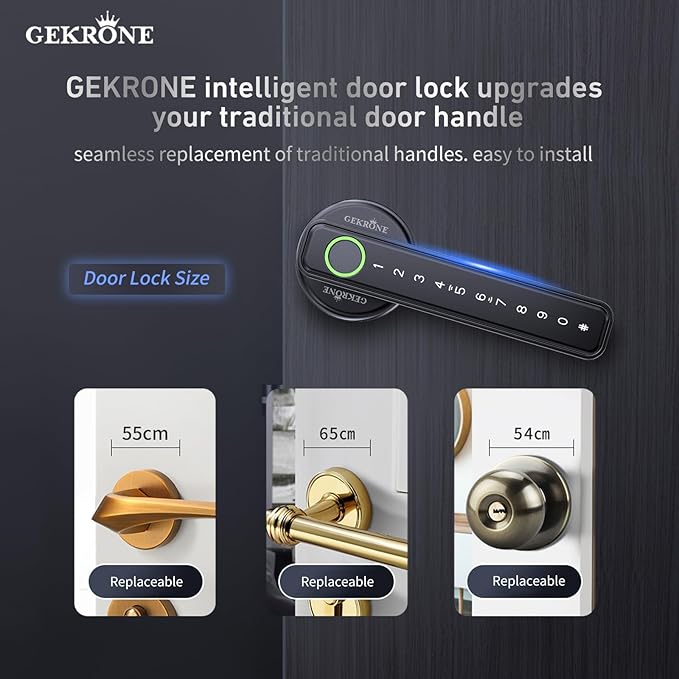 GEKRONE Fingerprint Smart Lever Lock TUYA APP Control Keyless Entry Bluetooth - Image 7