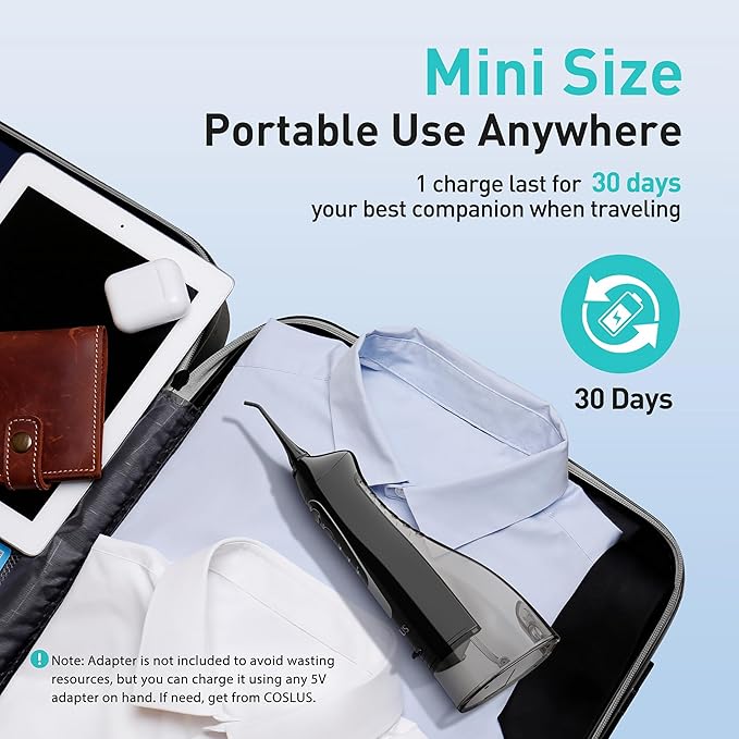 COSLUS Water Dental Flosser Teeth Pick: Portable Cordless Oral Irrigator 300ML - Image 4