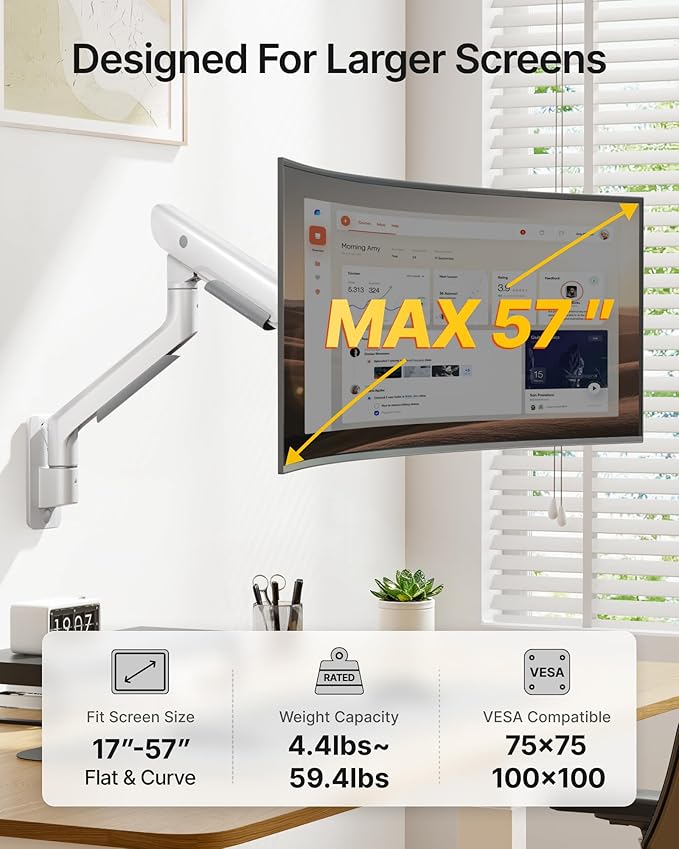 monTEK Heavy-Duty Single Monitor Wall Mount - Image 3