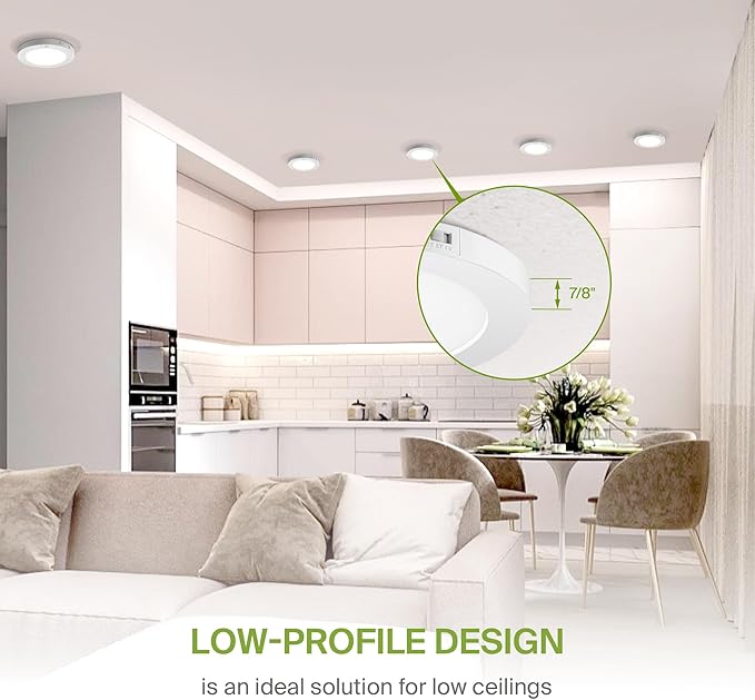ASD LED 12" Round Flush Mount Ceiling Light Fixture, Low Profile Surface - Image 6