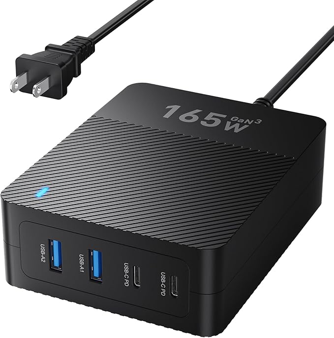 RYND 2026 Latest USB C Fast Charger, 165W GaN 4-Port Charging Station Hub Block by RYND