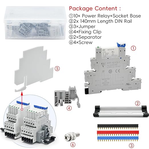 12V Relay Din Rail; Silm Relay 12V DC/AC 6Amp 5Pin 1NO 1NC SPDT - Image 4