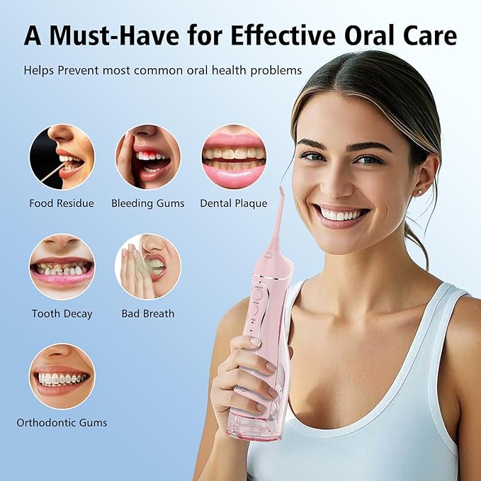 Leominor Water Flosser Pick for Teeth, 300ML Portable Oral Irrigator Upgraded - Image 5