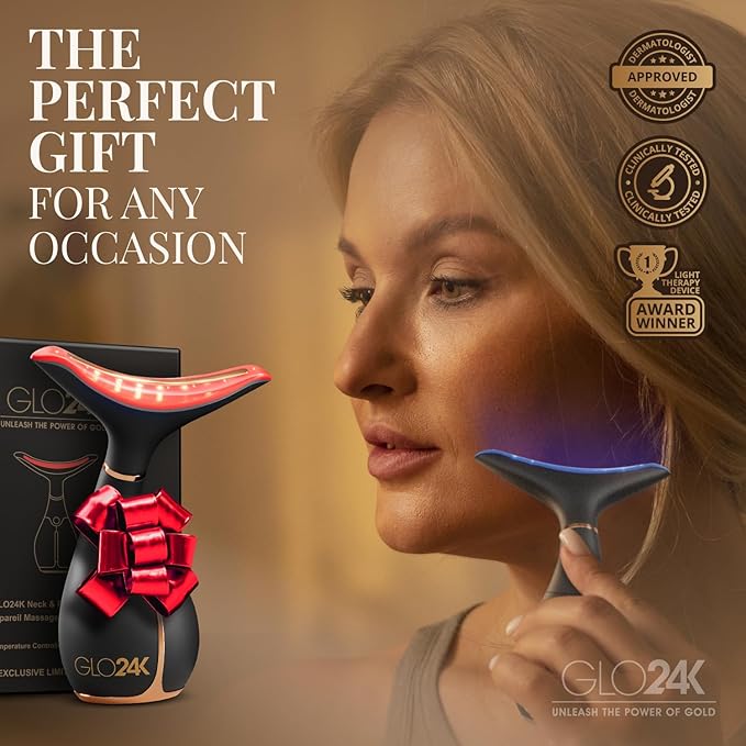 GLO24K Red Light Face & Neck Beauty Device – 3-in-1 Facial Massager Tool - Image 6