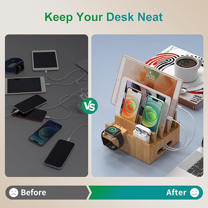 Pezin & Hulin Cell Phone Charging Stations, Bamboo Dock Organizer - Image 6