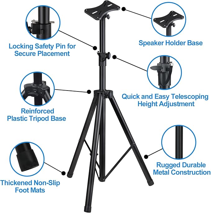 Howonder Speakers Stands, PA Speaker Stand, Speaker Tripod Stand, Adjustable - Image 3