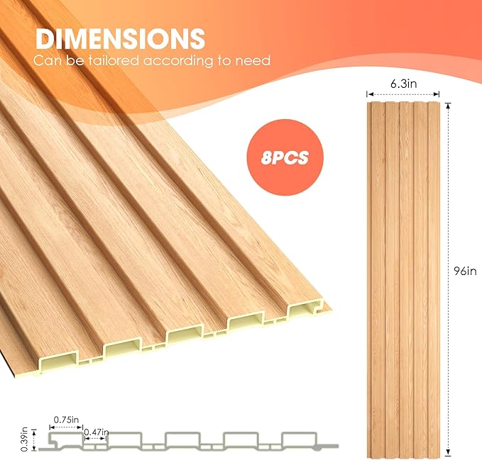 OUZUGIE WPC Acoustic Slat Wall Paneling, Living Room, TV Background, Study Room - Image 3