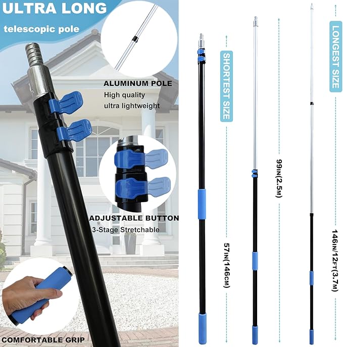 20 Ft+ Reach 2 In 1 Window Squeegee Duster - Image 3