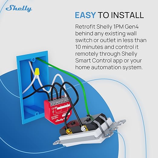 Shelly 1PM Gen4 | Wi-Fi, Matter Smart Relay Switch - Image 4