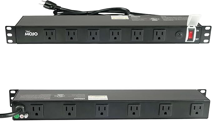 Tecmojo 1U Rackmount Network-Grade PDU Power Strip, 12 Wide-Spaced Right Angle by Tecmojo