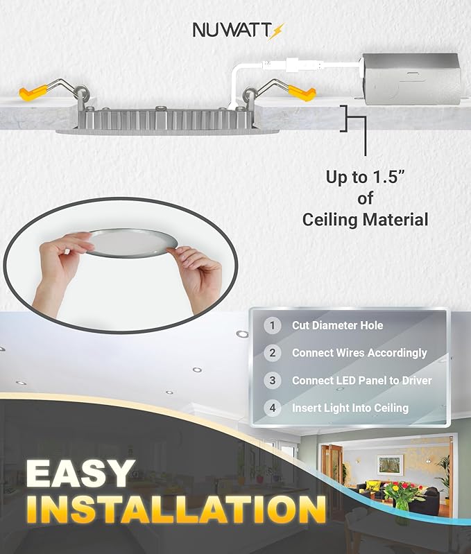 NUWATT 12 Pack, 4 Inch Ultra-Thin Recessed LED Lights Brushed Nickel, 5CCT - Image 8