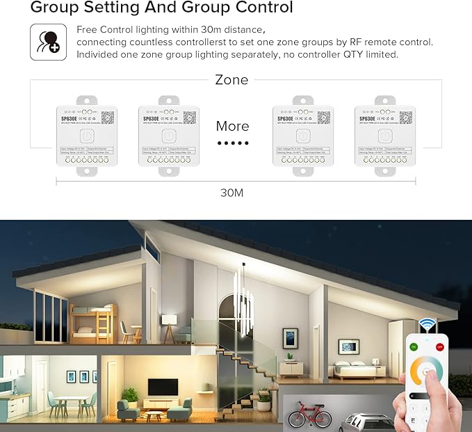 BTF-LIGHTING SP630E Bluetooth Controllers 4 Zones 2.4GHz RF RB2 Remote Kit - Image 6