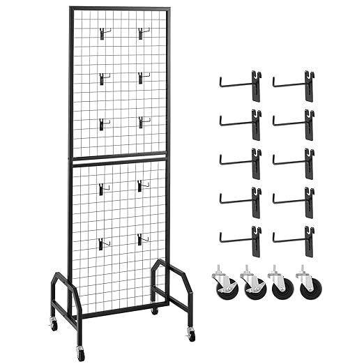 VEVOR Grid Wall Panel, 1.9 x 5.4 ft Wire Grid Panels Display Rack, Movable Art - Image 9