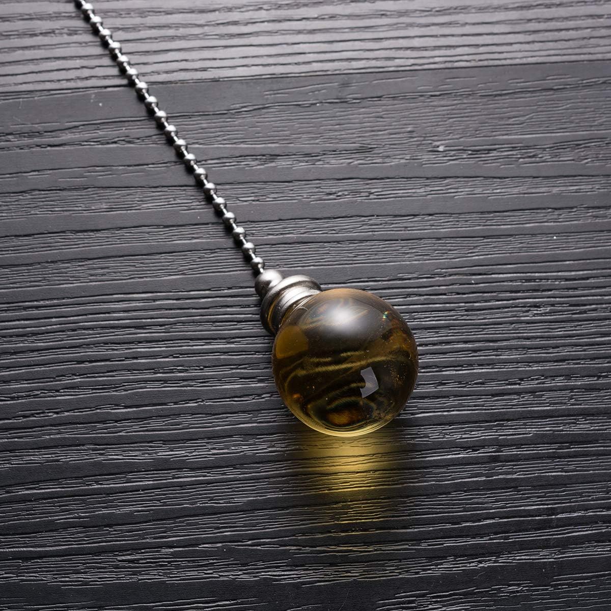 Ceiling Fan Pull Chain, 2pcs 30mm Diameter Yellow Crystal Ball Fan Pull Chain, 20 Inches Fan Pulls Set with Connector Ceiling Fan Pull Chain Ornaments Lighting Accessories