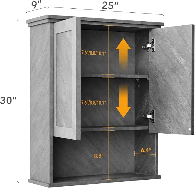 Bathroom Wall Cabinet Over Toilet Storage Cabinets 25x30 in Above Toilet Wood - Image 2