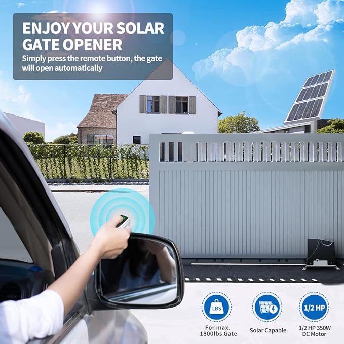 TOPENS DK1000S Solar Sliding Gate Opener Rack Drive Automatic Gate Motor - Image 2