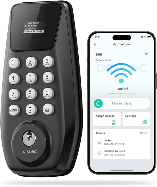 DESLOC C100 Plus Built-in WiFi Smart Lock, Keyless Entry Door Lock by DESLOC