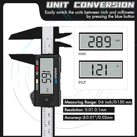 Simhevn Electronic Digital Calipers, inch and Millimeter Conversion, LCD Screen - Image 2