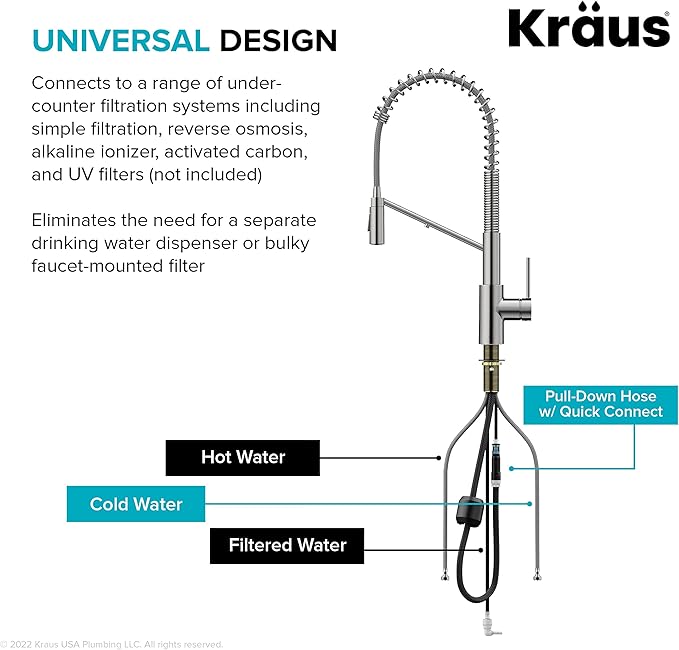 KRAUS Oletto 2-in-1 Commercial Style Pull-Down Single Handle Water Filter - Image 13