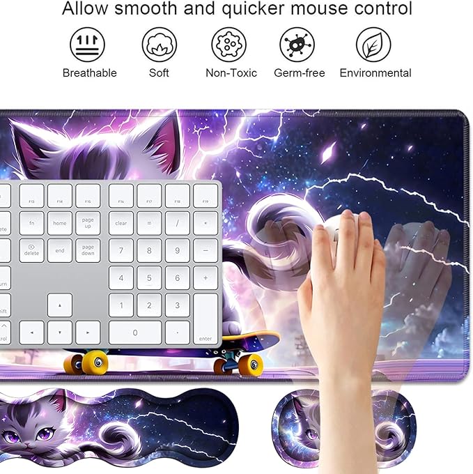 4 in 1 Ergonomic Keyboard Wrist Rest & Mouse Pad Wrist Rest Set, Large XXL - Image 3