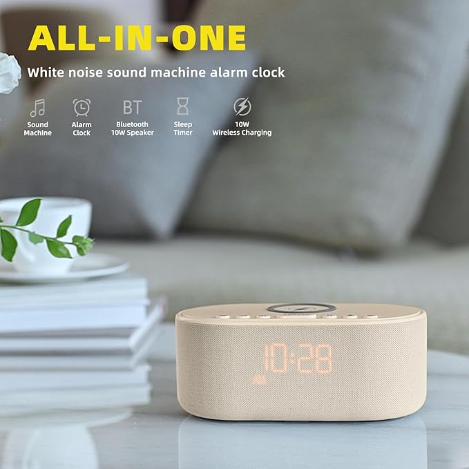 Sound Machine Alarm Clock for Bedrooms: Bluetooth 10W Stereo Sound Speaker - Image 2