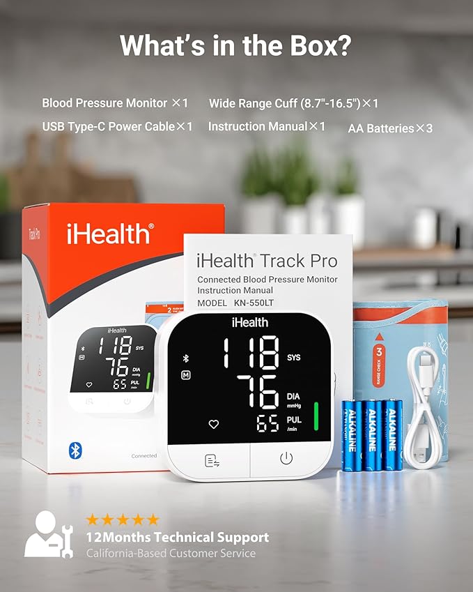 iHealth Track Pro Upper Arm Blood Pressure Monitor, Full-View LED Screen​ - Image 7
