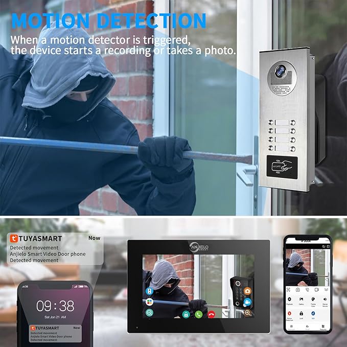 Wired Apartment Video Intercom System, 1080P HD Video Doorbell, Compatible - Image 6
