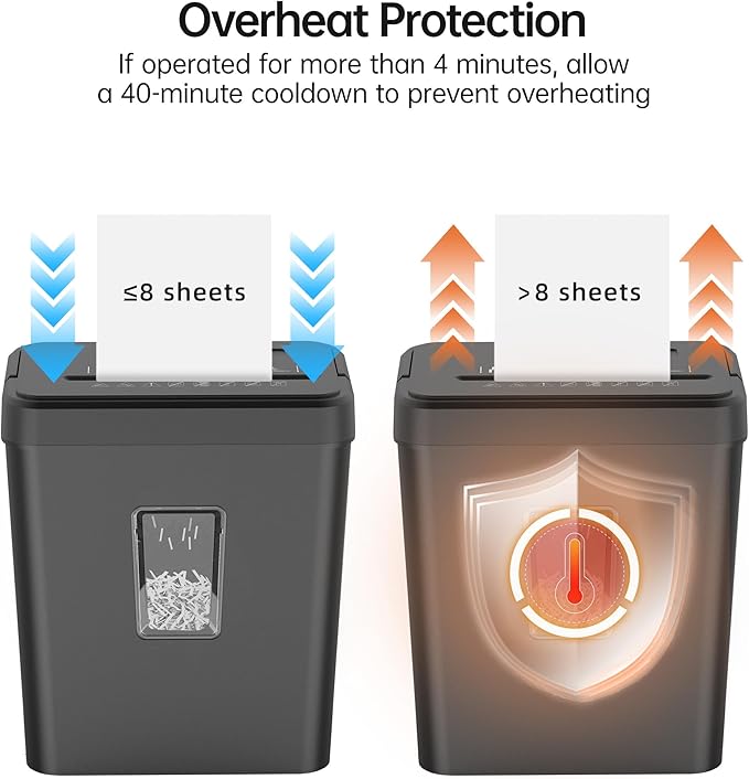 8-Sheet Cross Cut P-4 Security Paper Shredder, 4.2 Gal Bin - Image 4