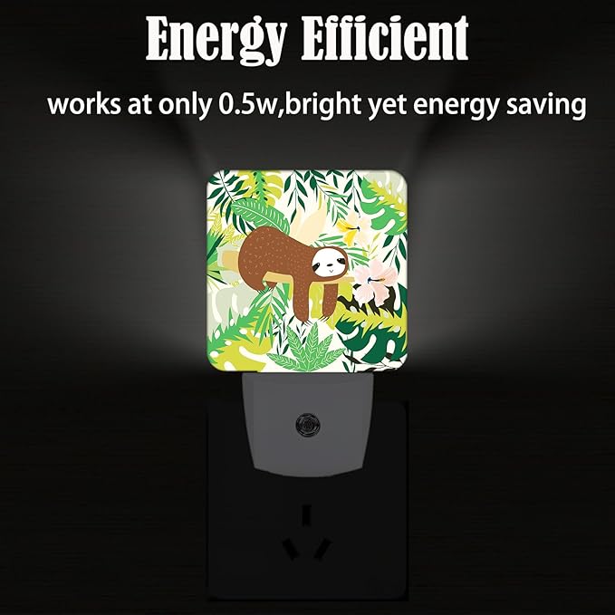 FSHVQKD Cute Sloth in Jungle Night Light, Plug-in Night Lights - Image 4