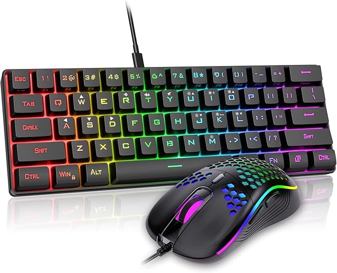 RedThunder 60% Gaming Keyboard and Mouse Combo, Ultra-Compact 61 Keys RGB by RedThunder