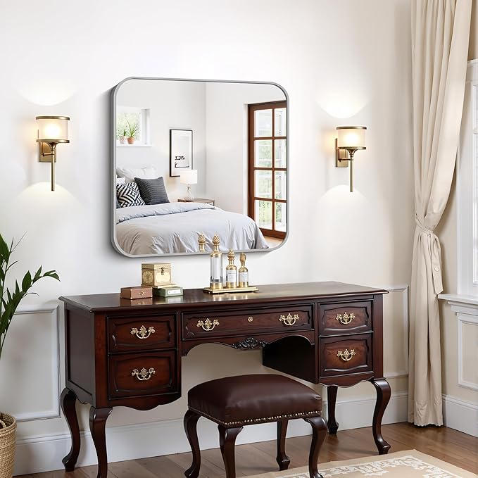 FORBATH 30x30 Inch Silver Bathroom Mirror - Image 4
