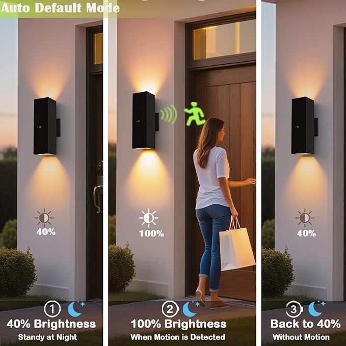 rosykite Motion Sensor Outdoor Wall Lights, Dusk to Dawn Exterior Wall Mount - Image 4