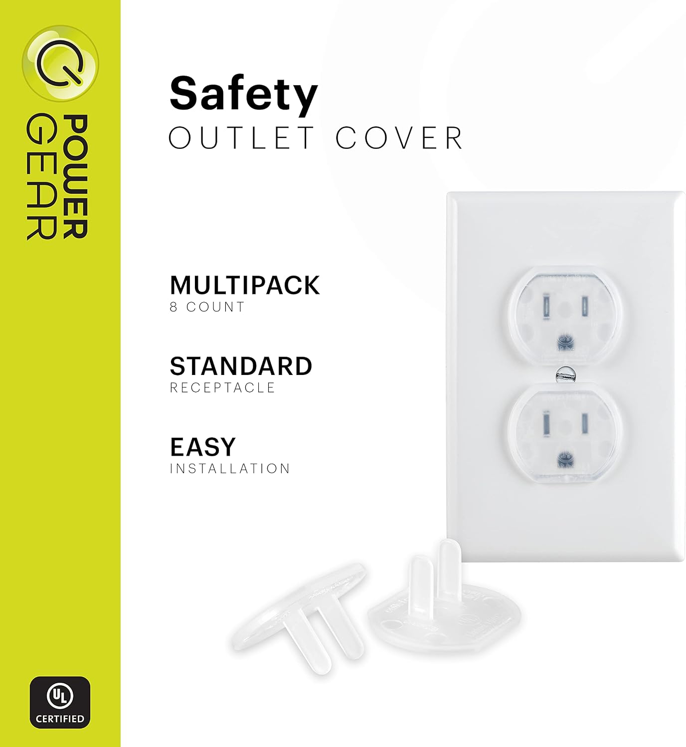 Power Gear Outlet Covers Baby Proofing Child Proof Plug Covers for Electrical Outlets Easy Install Outlet Plug-Covers UL Listed Shock Prevention Clear 54614,(Pack of 240)