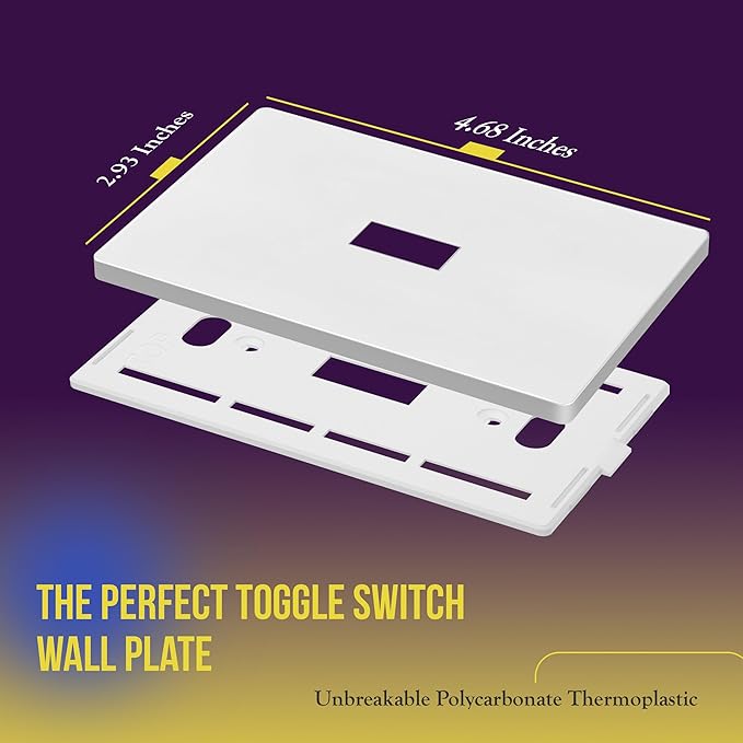 ENERLITES Screwless Toggle Switch Wall Plate, Child Safe Light Switch Cover - Image 2