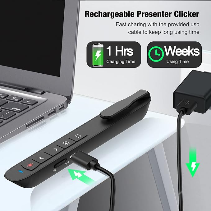Presentation Clicker Green Laser Pointer, Rechargeable PowerPoint Clicker - Image 4