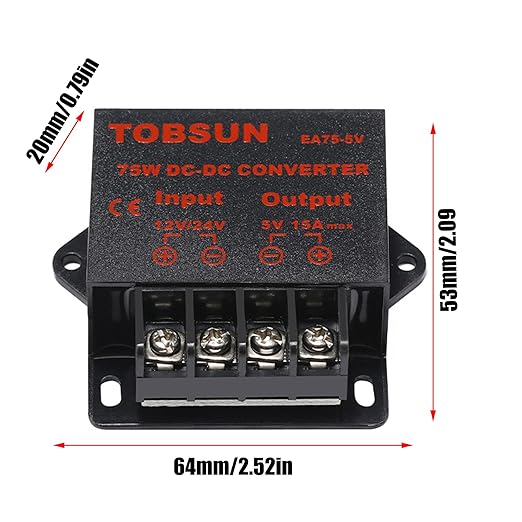 MGGi DC/DC 12V 24V to 5V 15A 75W Voltage Reducer Converter Regulator, Step Down - Image 3