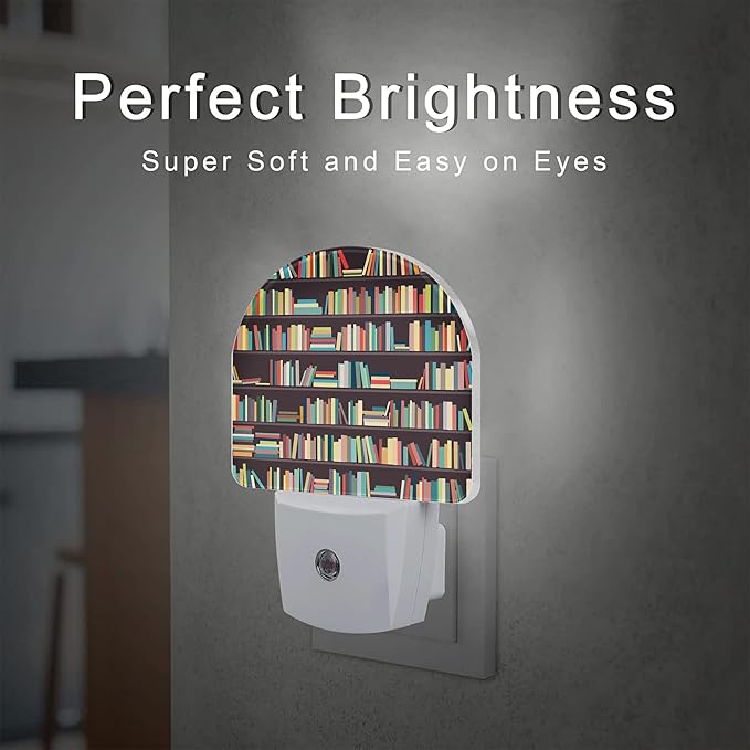 sndheke Books on Bookshelves Night Light, Colorful Books Dusk to Dawn Night - Image 2