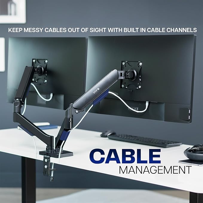 VIVO Dual Monitor up to 32 inches and 19.8 lbs per Screen, Pneumatic Arm Desk - Image 7