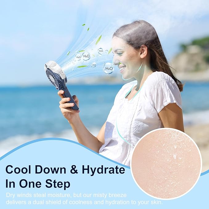 HandFan Upgraded Portable Handheld Misting Fan, Rechargeable Personal Mister Fan - Image 4