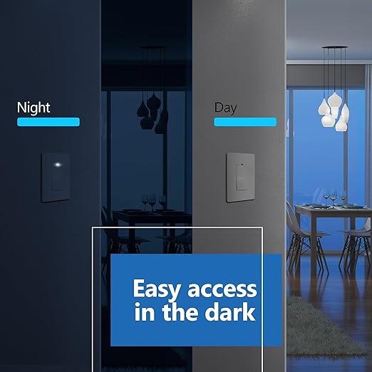 LIDER Minimalist Design Matte Finish Lighted Decorator Switch, Frameless Paddle - Image 7