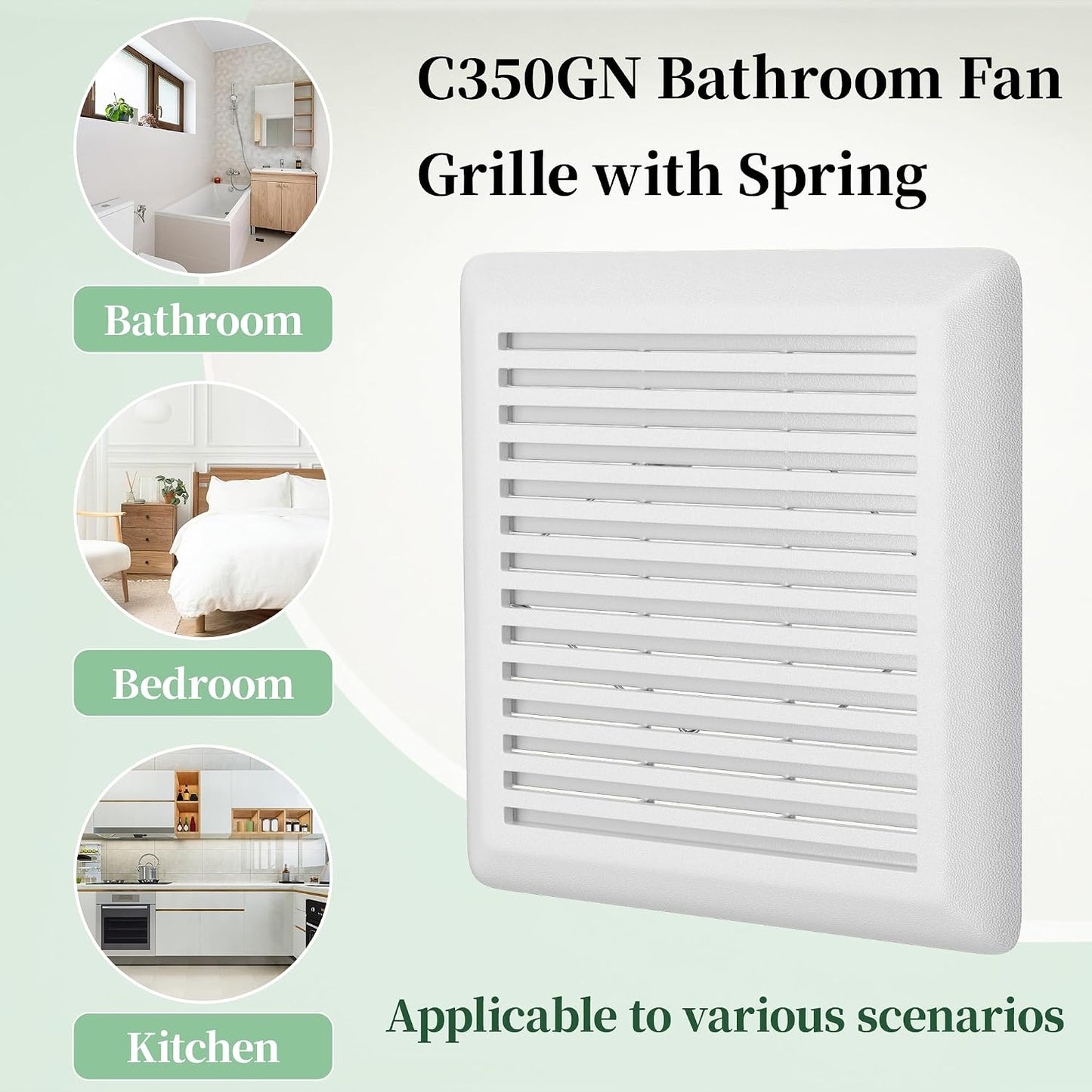 C350GN Bathroom Exhaust Fan Cover Replacement Compatible with Broan-Nutone 695 696N Exhaust Fans, Bathroom Exhaust Vent Cover 8.75 x 9.125