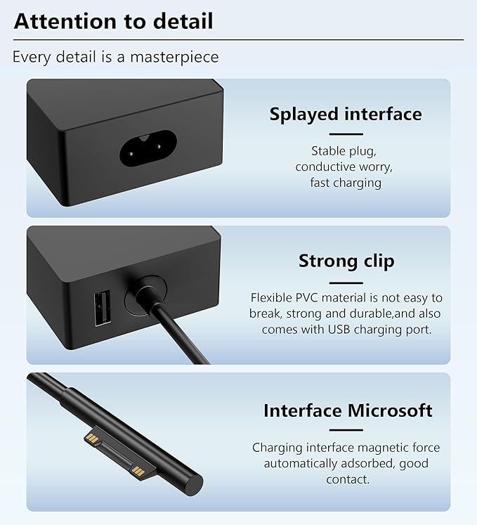 COWOOGMZ Surface Pro Charger-65W Surface Charger Compatible - Image 8
