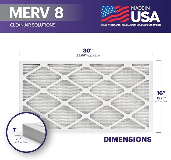 BNX TruFilter 16x30x1 Air Filter MERV 8 - Image 2