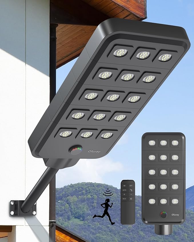 Ofuray Of-15000W Solar Street Lights Outdoor – Super Bright 150 LED, Lights up 3 by Ofuray
