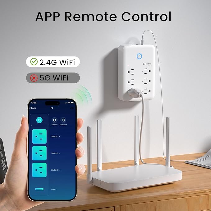 GHome Smart Plug Outlet Extender, USB Wall Charger - Image 3