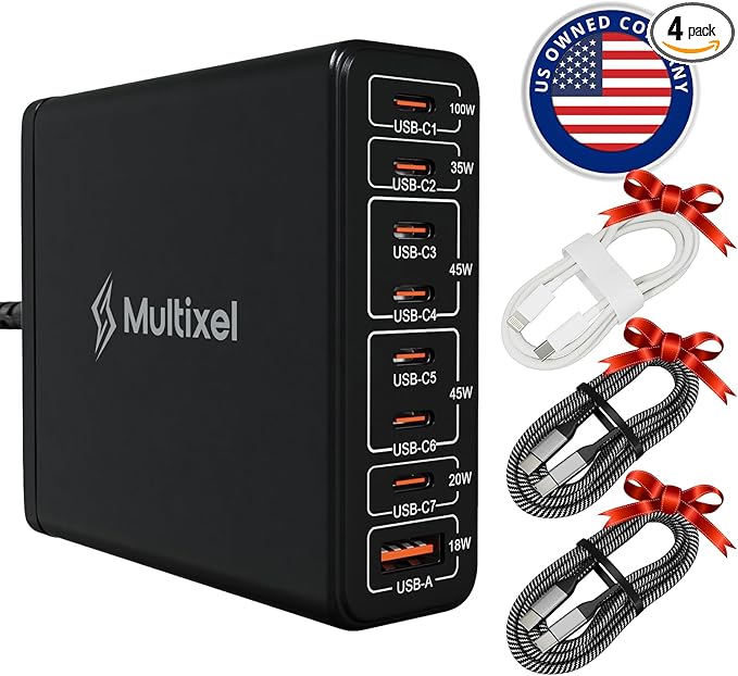Upgraded 240W 8 Ports GaN Charger, USB Charging Hub, USB-C Charging Hub by Multixel