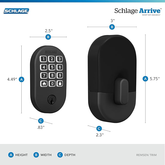 Schlage Arrive WiFi Deadbolt Smart Lock, Keyless Entry Door Lock - Image 3