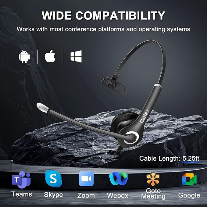 Callez Wired Computer Headset, 3.5mm/USB-C Headset - Image 4