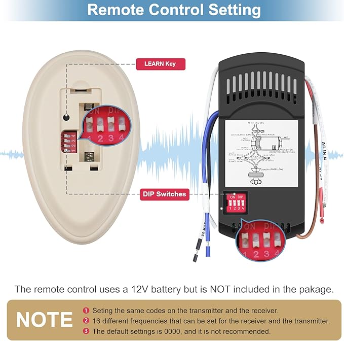 Universal Ceiling Fan Remote Control Kit Dimmable, Replacement - Image 5